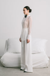 Wide-Leg Pants with High Waist and Elongated Silhouette for Tailored Sophistication